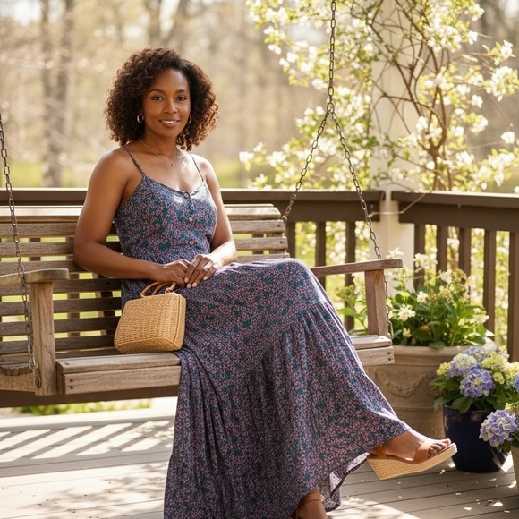 Rokoko By Dazz Dresses & Skirts - Floral Maxi Dress in Purple and Pink